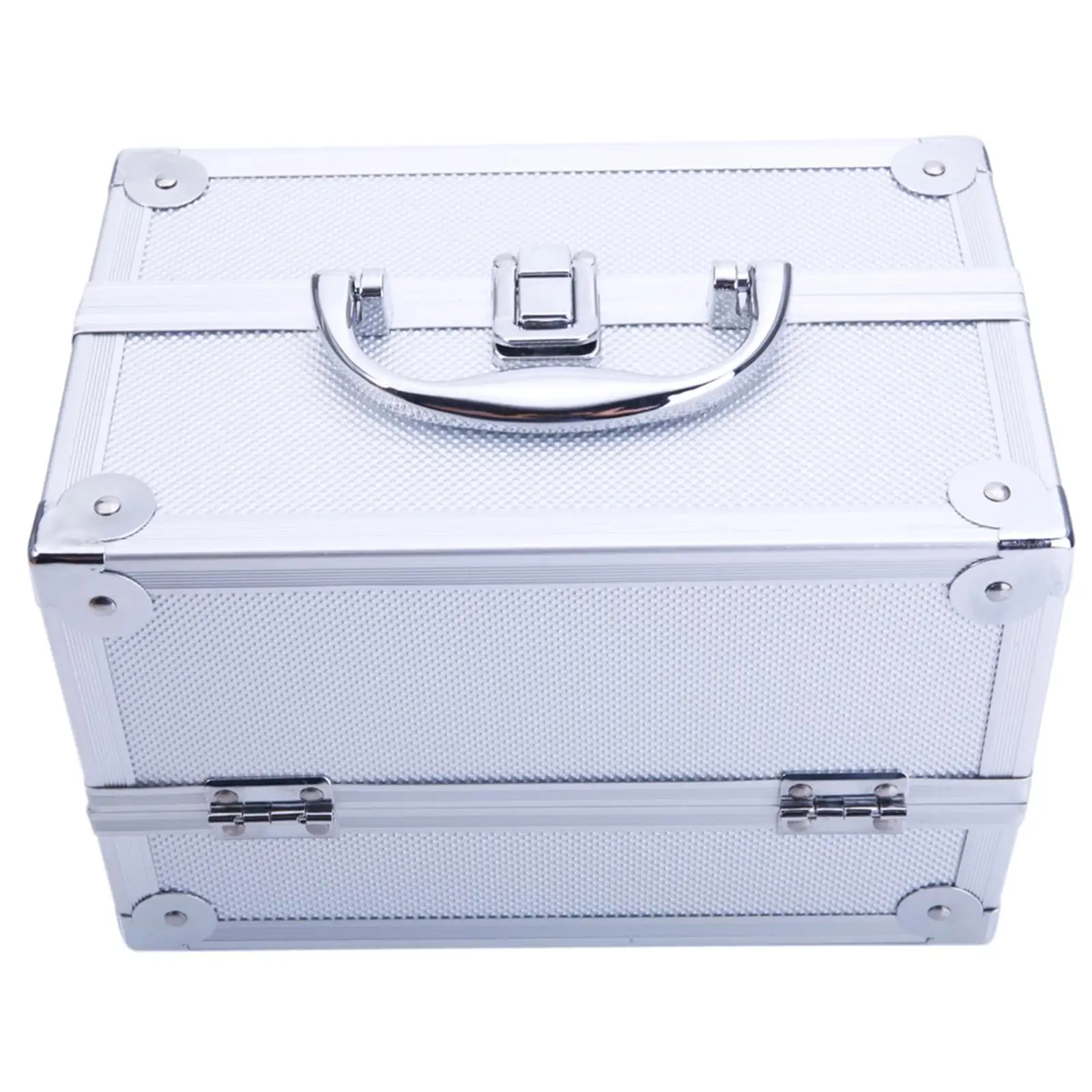 SM-2176 Silver Aluminum Makeup Train Case Jewelry Box Organizer with Mirror - 9x6x6 Cosmetic Storage 2