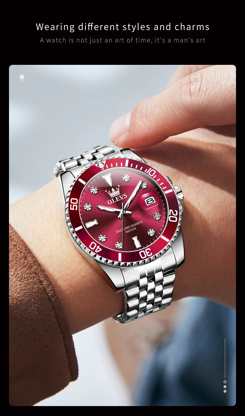 Luxury Mens Analog Quartz Watch - Submarine Series with One-Way Bezel