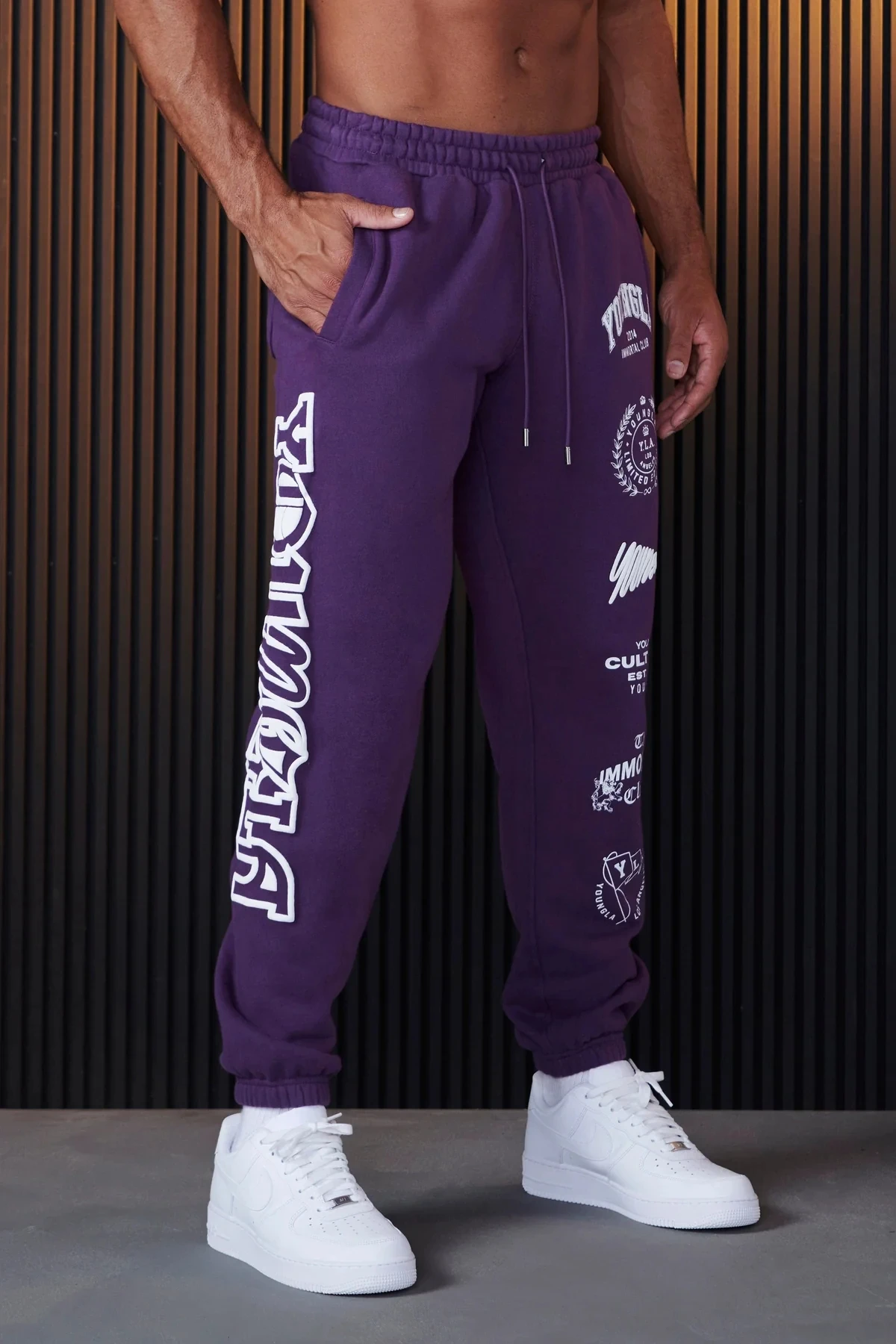 American Casual Men Trousers Spring Autumn New Jogger Gym Sports Fitness Sweatpants Cotton Printed Mid Waist Drawstring Pants