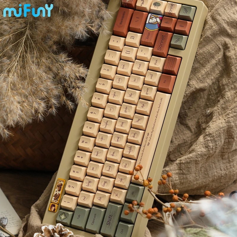 

MiFuny Sonnets Keycaps Vintage Chinese Style Key Caps PBT Heat Sublimation Adaptation 61/68/75/87/98 Keyboard Accessories Gift