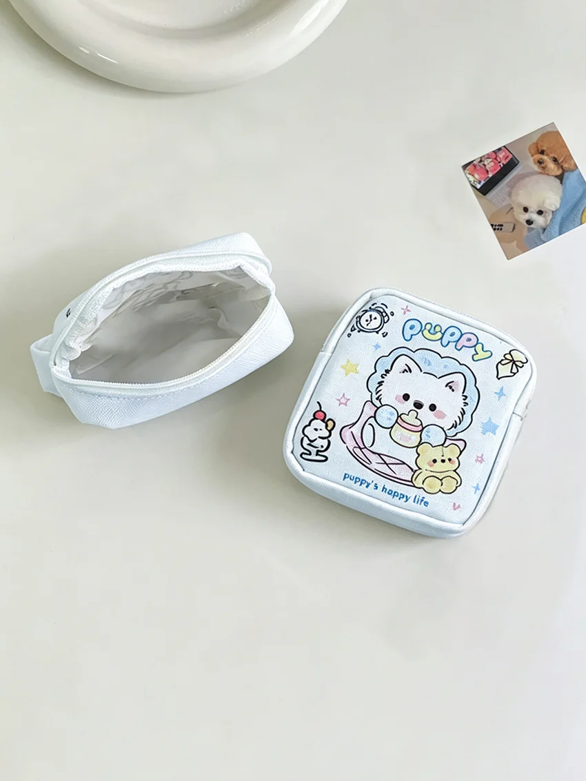 Borsa portaoggetti con stampa di cuccioli, organizer portatile azzurro per cosmetici, cavi, monete, indispensabile per i viaggi - immagine 4