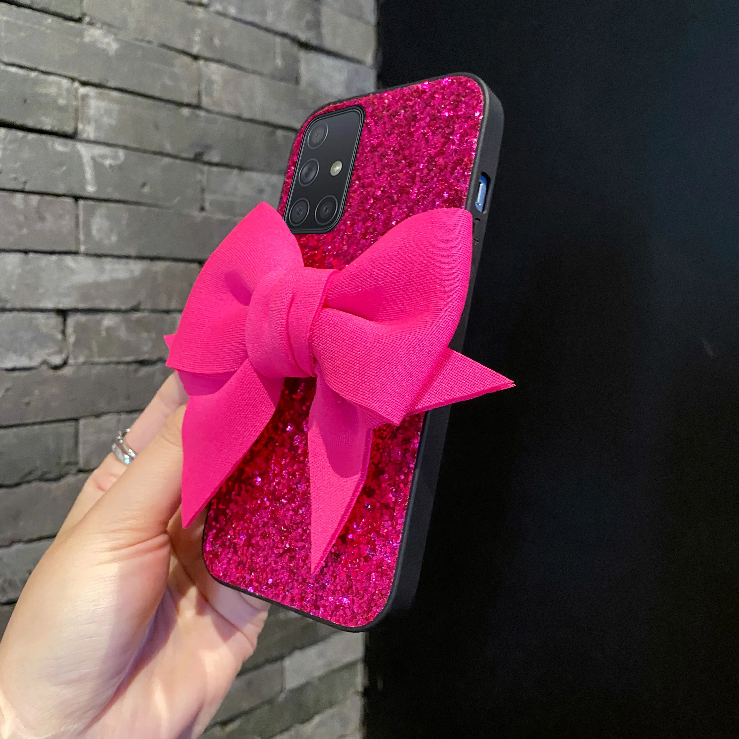 Luxury Rhinestone Bowknot Glitter Leather Fashion Phone Case - Cute Soft Cover