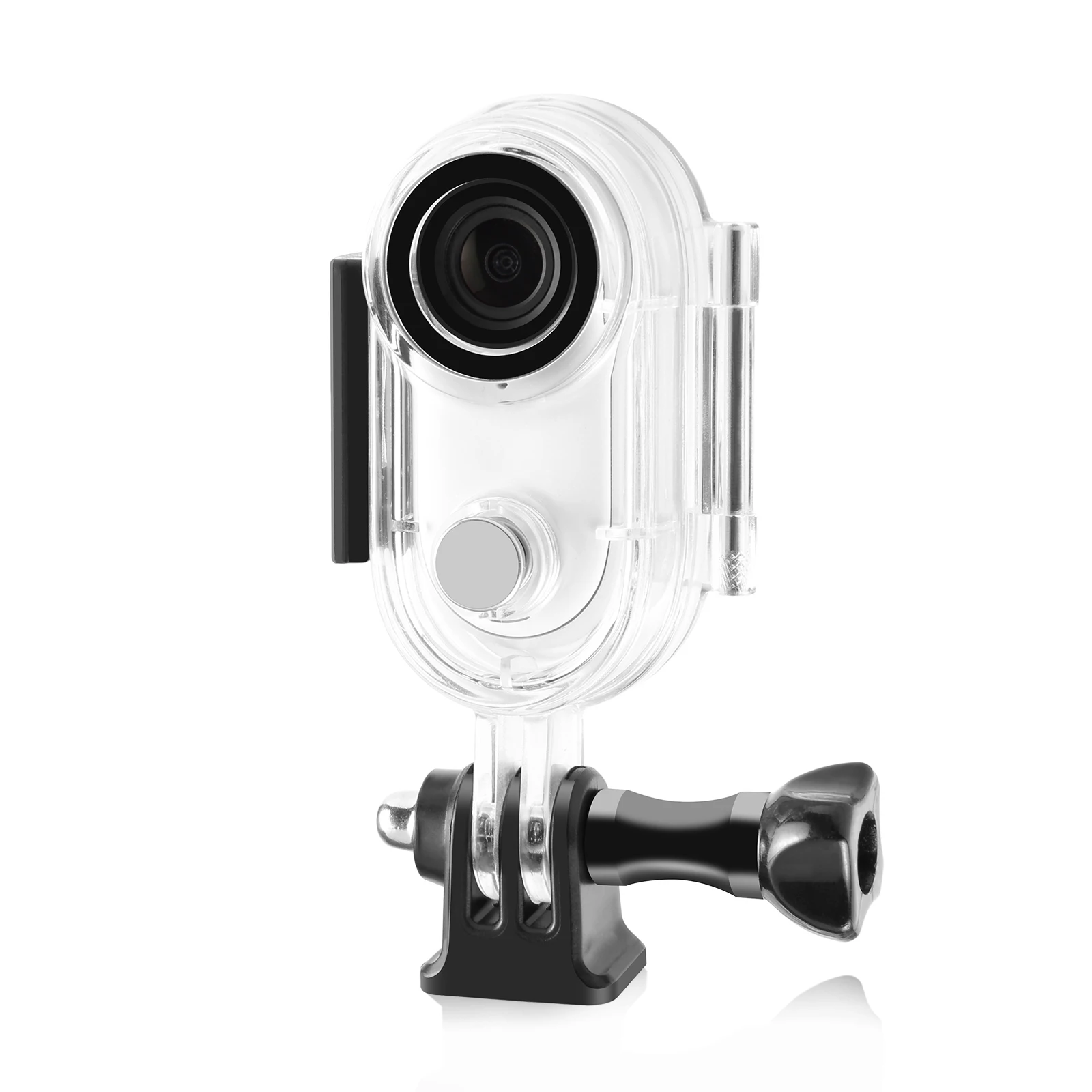 Étui étanche Insta360 GO 3 immergé dans l'eau, démontrant sa résistance à la pression