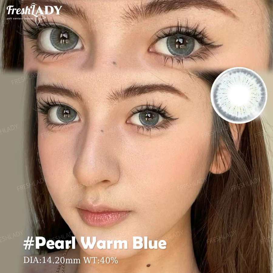 Pearl Warm Series Colored Contact Lenses - Natural Brown & Blue, Soft 14.2mm