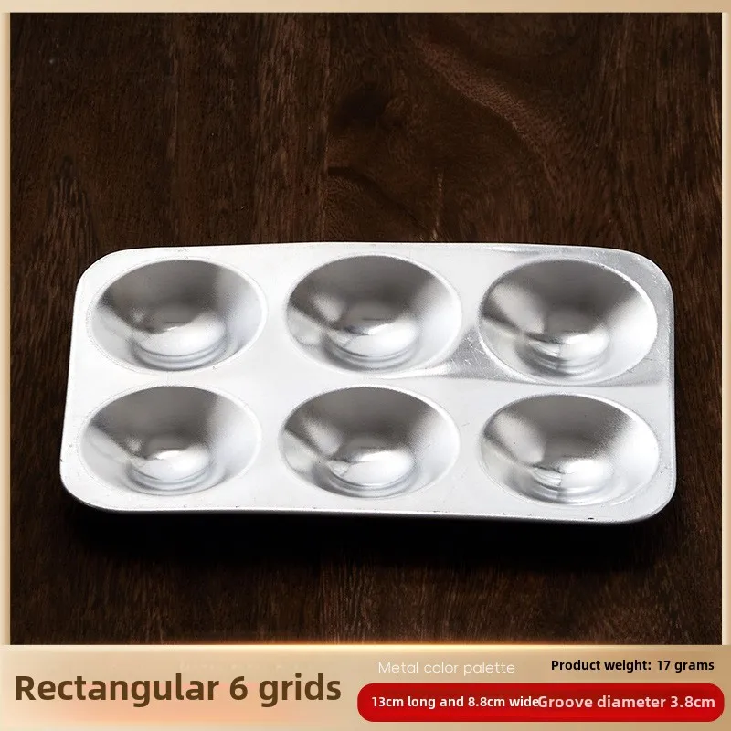 1 Pcs Metal Hand Drawn Watercolor Paint Tray 10 Hole Circular Painting Palette Aluminum Rectangular Palette Art Supplies paint tray color palette watercolor palette