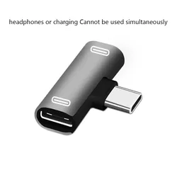Dual USB - C Female Port Adapter for Earphones and Charging (Silver)