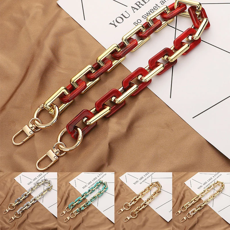 New Fashion Woman Handbag Accessory Parts Beige Plastic Resin Chain Luxury Amber Strap Women Shoulder Cute Clutch Chains