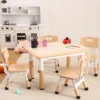 19698-d95364.jpg Kids Table and Chairs Set, Height Adjustable Desk With 4 Seats Max 300lbs, Children Multi-Activity Table for Classrooms,Daycares