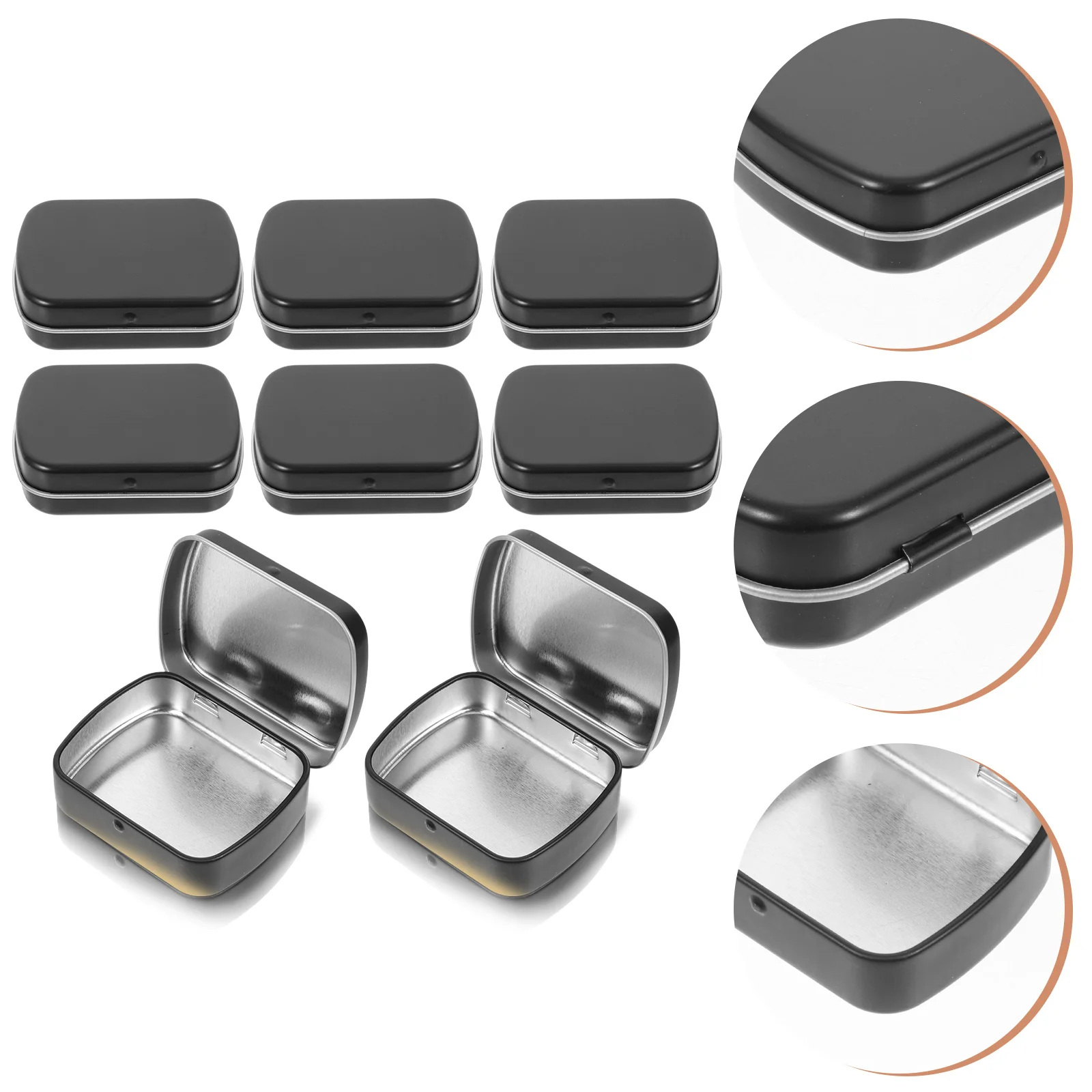 

10 Pcs Tin Box Iron Rectangular Case Organizer Small Storage Boxes with Lid Can Container Candy Tins Cans Travel Jars