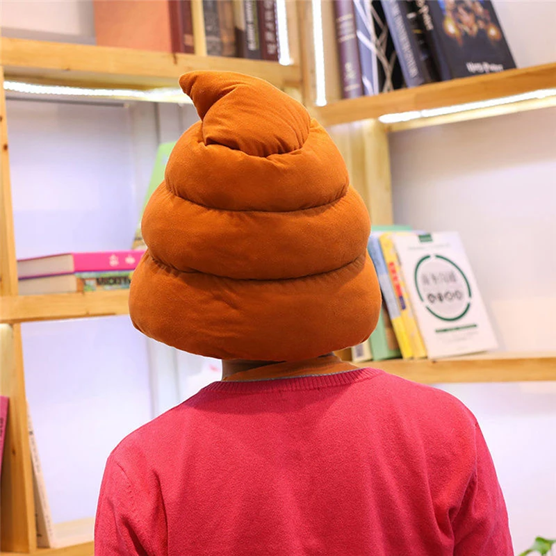 Creative Cute Shit Shape Plush Hat Stuffed Toy Funny Fake Poop Full Headgear Cap Gag Gift Cosplay Party Photo Props