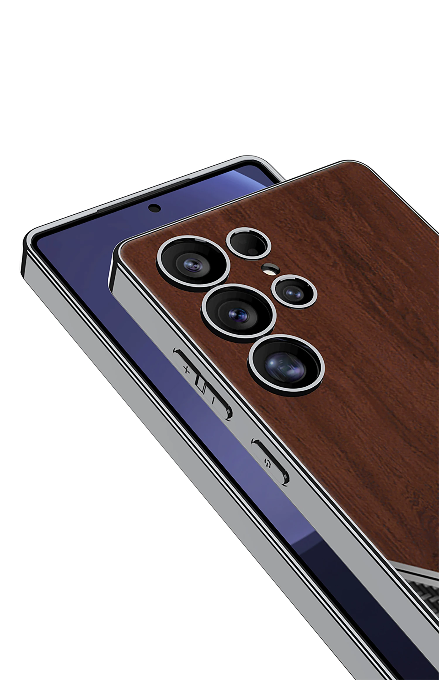 Frosted Wood Pattern Case For Samsung Galaxy S25 S24 S23 Ultra Luxury Plating Sh