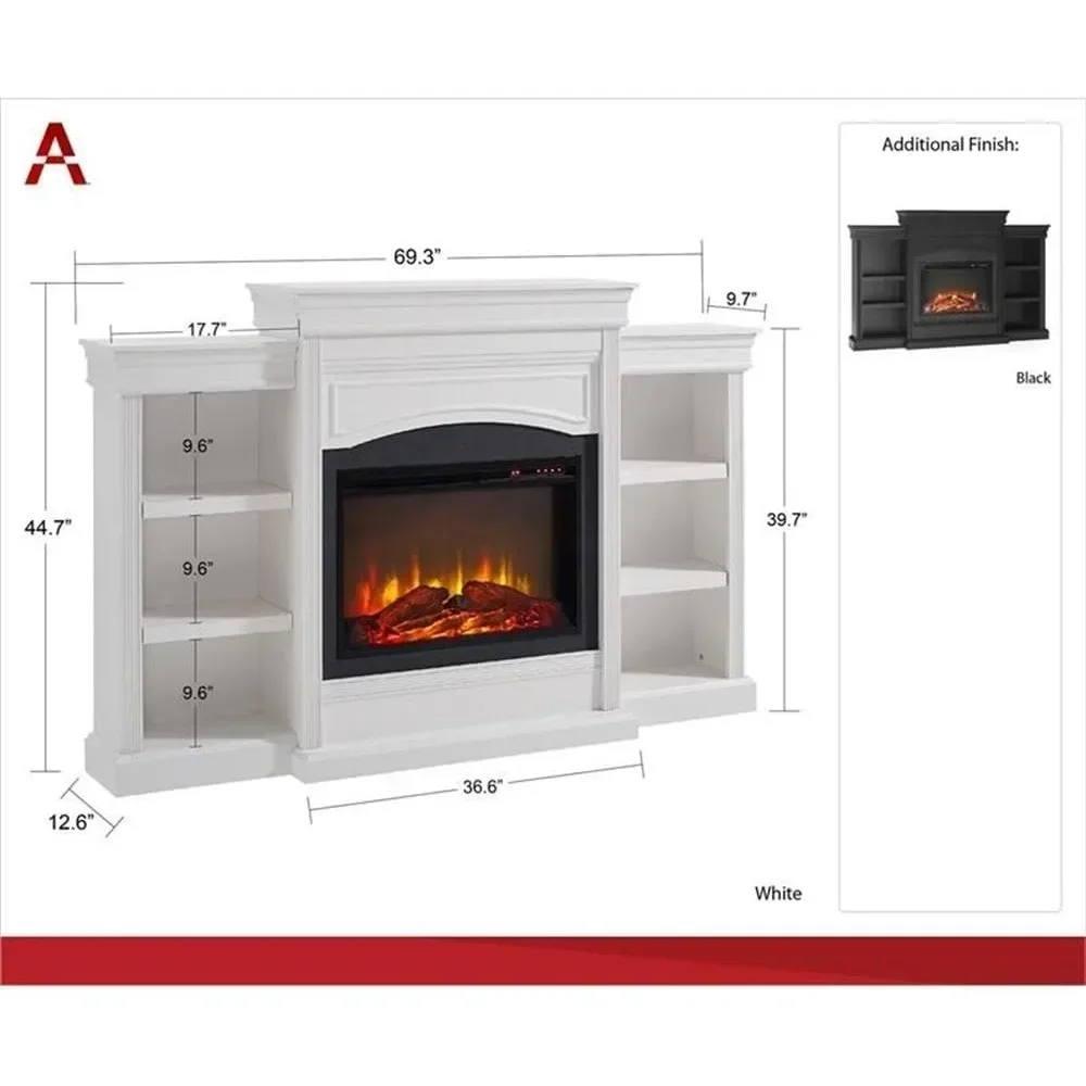 69 Inch Electric Fireplace with Fireplace Frame, Fireplace Plug-in Remote Control, Timer, Realistic Wood and Flame Effects 5