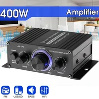 AK170 Mini Digital Power Audio Car Amplifier Blue Light Stereo Audio Amplifier for Home Theater Club Party Music 200Wx2 Power 1
