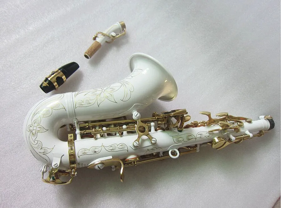 Curved Soprano Saxophone S-991 White Sax Musical instrument Mouthpiece professional performance