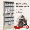 14/24 Pockets Over the Door Shoe Organizer Large Mesh Pockets With 4 Hooks Transparent Fabric Shoe Rack Storage Bag For Bedroom 4