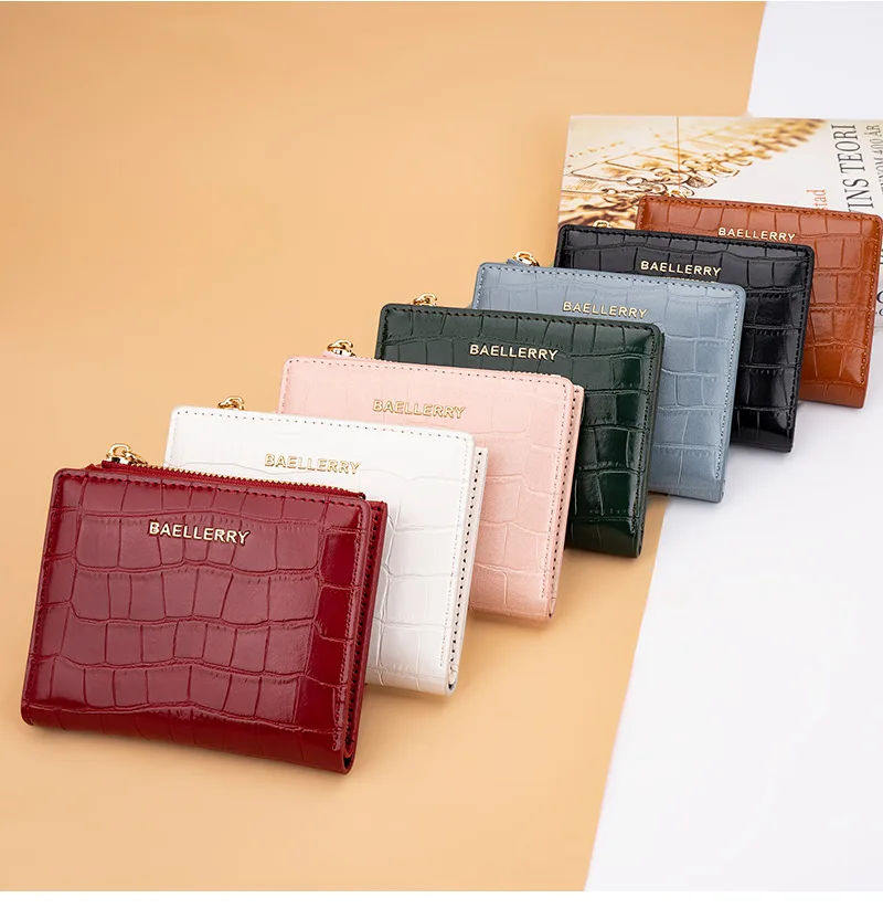 Baellerry Fashion Crocodile Pattern Women Wallet Multi Functional Card Bag Photo Folder Zero Wallet for Women's Birthday Gift