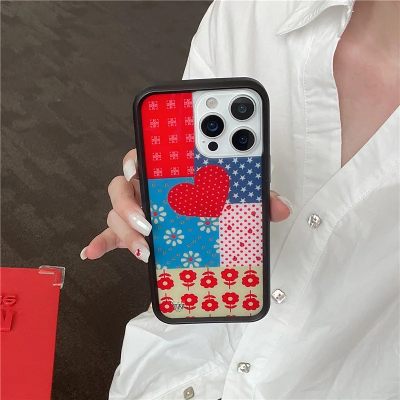 Floral Cartoon Animal Acrylic Phone Case - Wildflower Kawaii Design