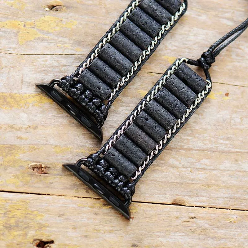 Men's Natural Lava Stone Healing Beaded Smartwatch Bracelet