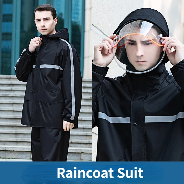 Raincoat Suit Men Motorcycle Rain Pants Suit Waterproof Rainwear