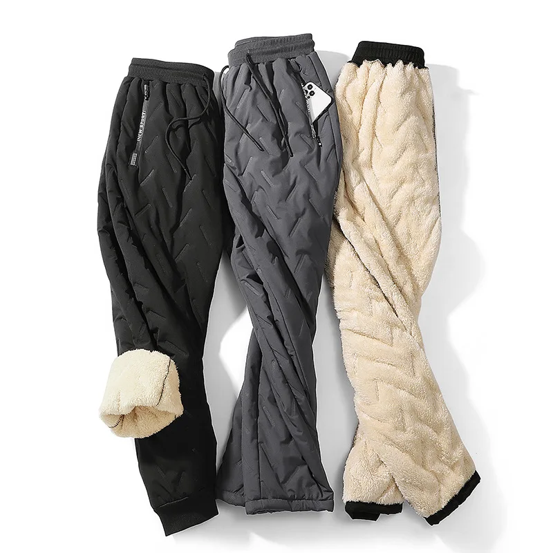 Men's Lamb Wool Warm Trousers, Thickened and Plus Velvet Winter Sports Casual Pants, Stylish Plus Size Tide Pants