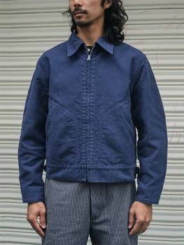 Rugged Bronson Moleskin Cossack Jacket Vintage Workwear Men's Cropped Cotton Commuter Outerwear Solid Color 1