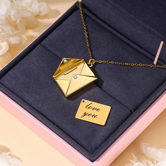 Buy Envelope Love Letter Necklace Stainless Steel I Love You Secret Gift  Message Engraved Locket Jewelry Pendant for Women and Girls Online at  desertcartINDIA