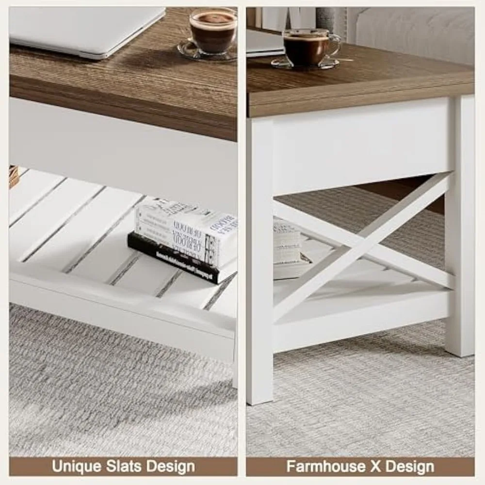 Lift Top Coffee Table,Multi-Function Convertible Coffee Table with Storage and Compartment,Coffee Table Converts to Dining Table 4