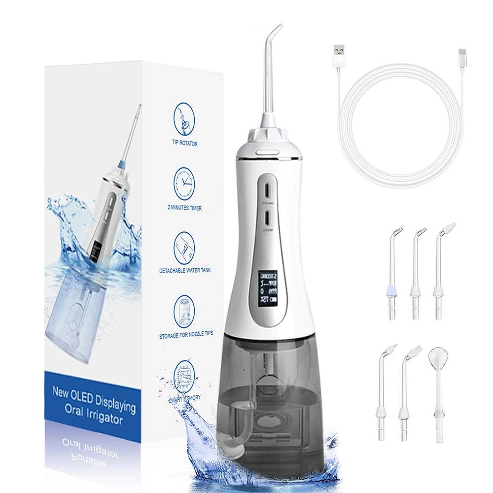 Oral Irrigator Water Flosser Fairywill OLED Display 5 Modes 350ML Tank Teeth Cleaner USB Charge