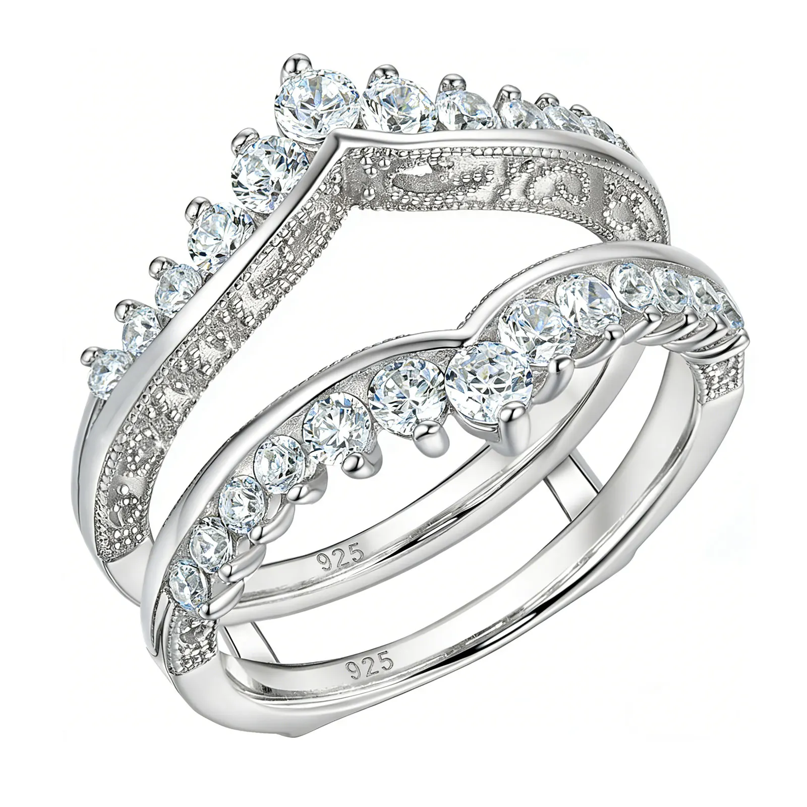 newshe luxury solid 925 sterling silver wedding engagement rings for women high grade cubic zircon guard band br1167 Newshe Luxury Solid 925 Sterling Silver Wedding Engagement Rings for Women High Grade Cubic Zircon Guard Band BR1167 2