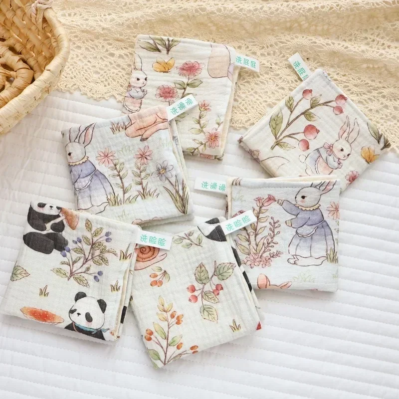 6pcs/set Baby Towel Set 25X25cm Cotton Muslin Squares Soft Guaze Face Hand Towel for Newborn Kids Burp Cloth Babies Accessories