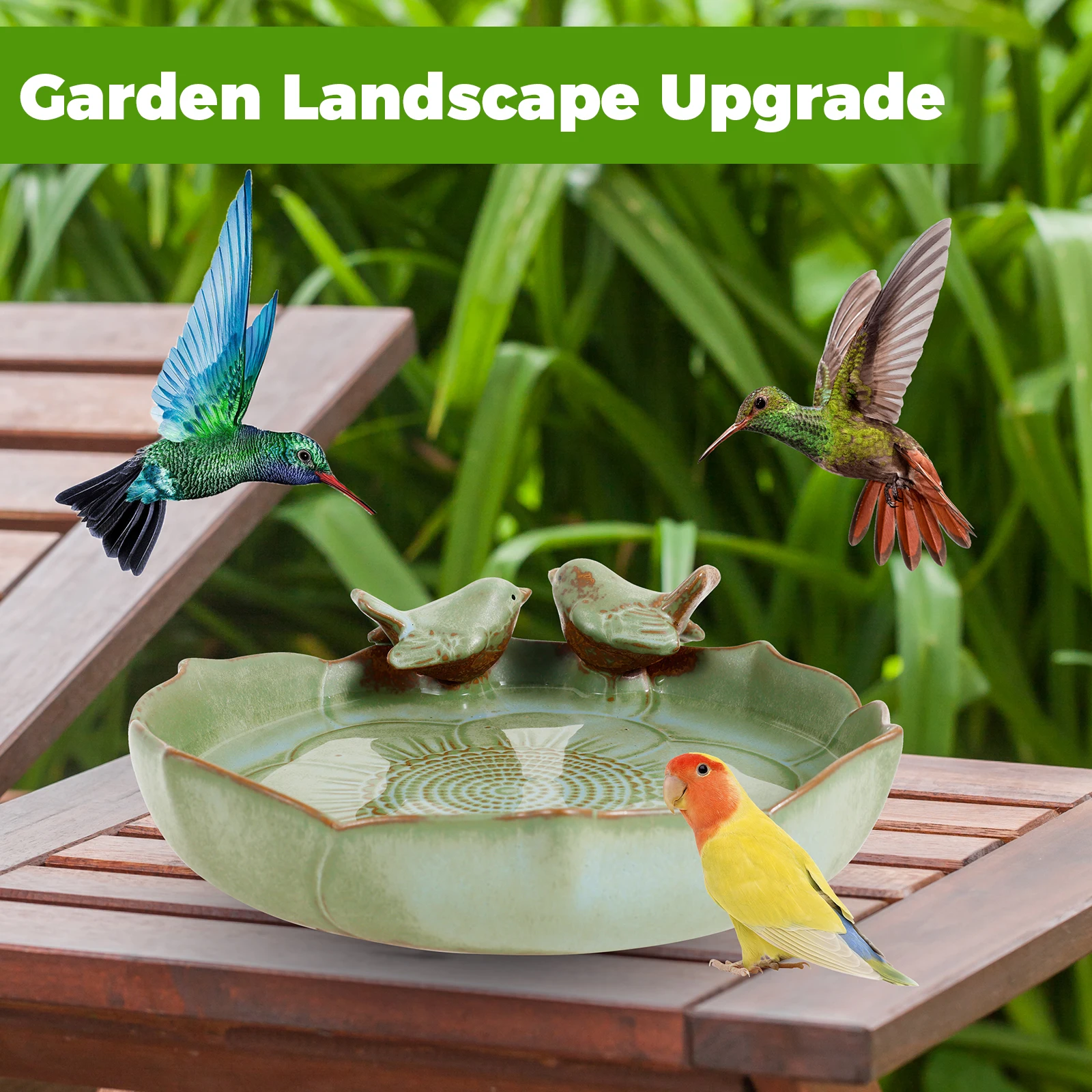 thumbnail image 2 of Ceramic Bird Bath For Outside On Ground Ground Bird Feeders 2 of 12