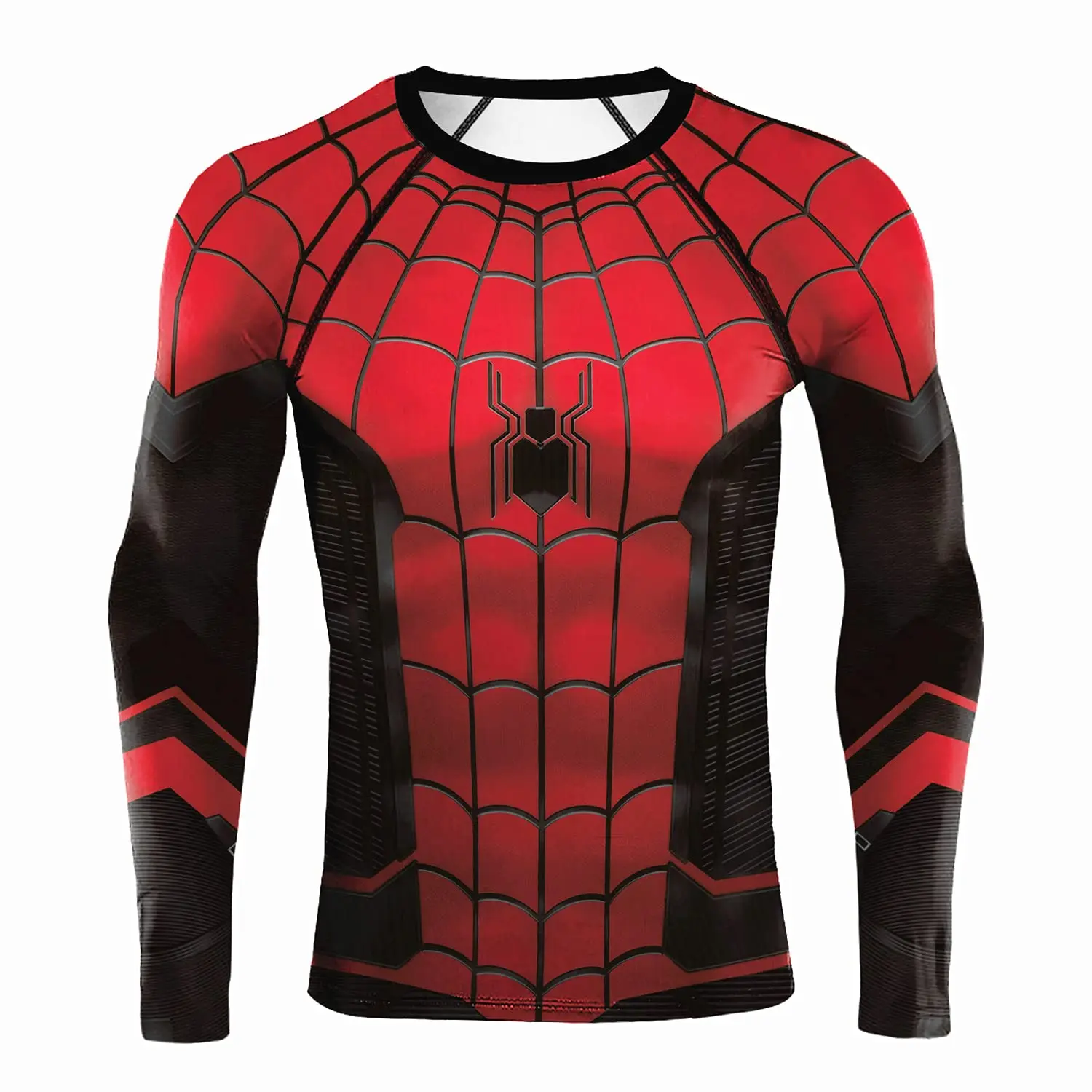 Mens Long Sleeve Spider-Man Compression Shirt - Superhero Cosplay Fitness Top
