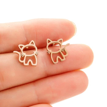 Cute Kitty Studs Earrings Stainless Steel – Cat Earrings for girls & Women