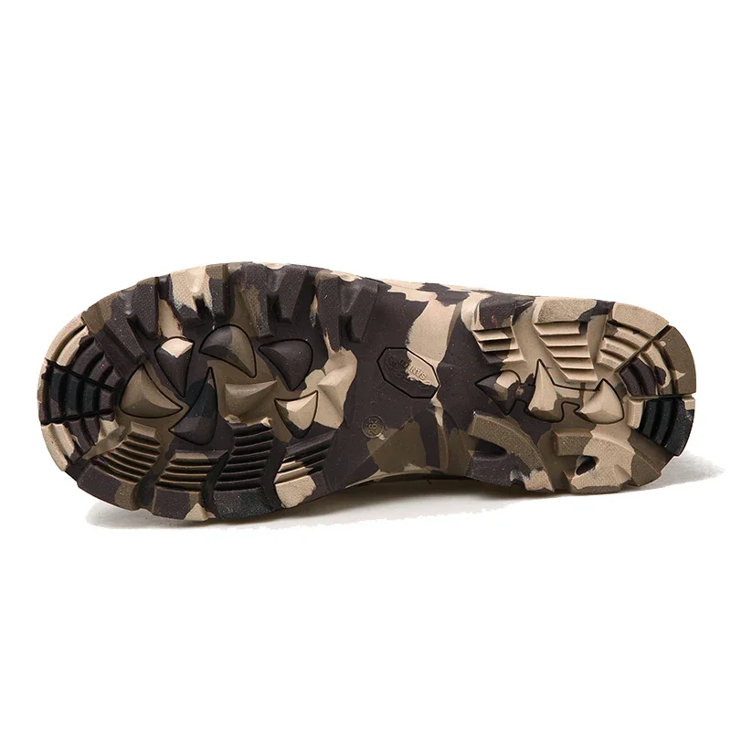Men Camo Boots Leather Waterproof Camouflage Printed Special Forces Desert hunting Shoes Combat Tactical Ankle Boot