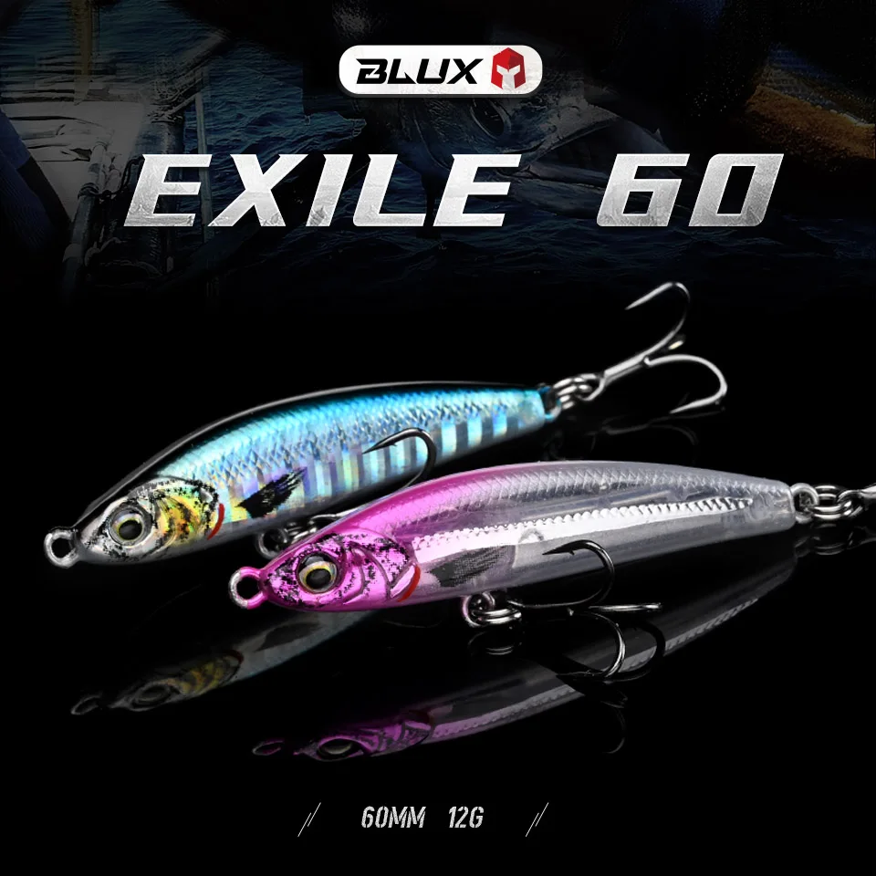 BLUX EXILE Sinking Gravity Pencil Heavy Stick Angelköder 60MM 12G Salzwasser Lipless Minnow Wobbler Hartplastikköder – Detail 1