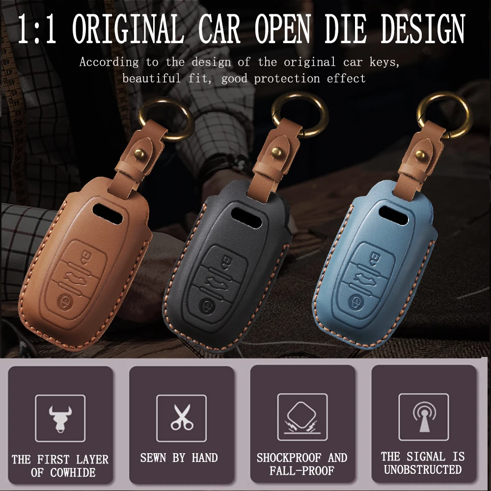 Premium Leather Car Key Case Cover - Sleek and Durable Protection