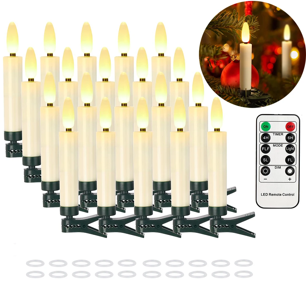 

LED Christmas candles light timer Remote&Flashing Flames Battery Operated Home Decoration Candle Waterproof Taper Fake Candle