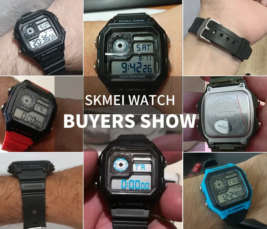 SKMEI 1299  Alarm Male Digital Watch reloj hombre Outdoor Sport Watch Fashion Men PU Strap Multifunction Waterproof Watches