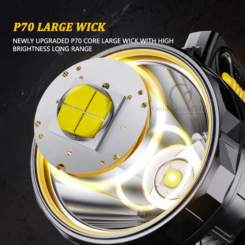 XHP70 Handheld Searchlight Powerful Lantern 18650 USB LED Camping Tent Tactical Lights Travel Long Lasting Rechargeable Lamps led flashlight led lights camping lamp led work light camping lights