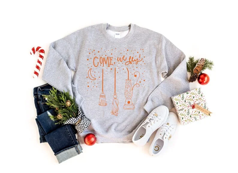 Come on guys, let's fly hoodie shirts, Sanderson Sisters shirts, Hocus Pocus, Halloween shirts, 100% cotton