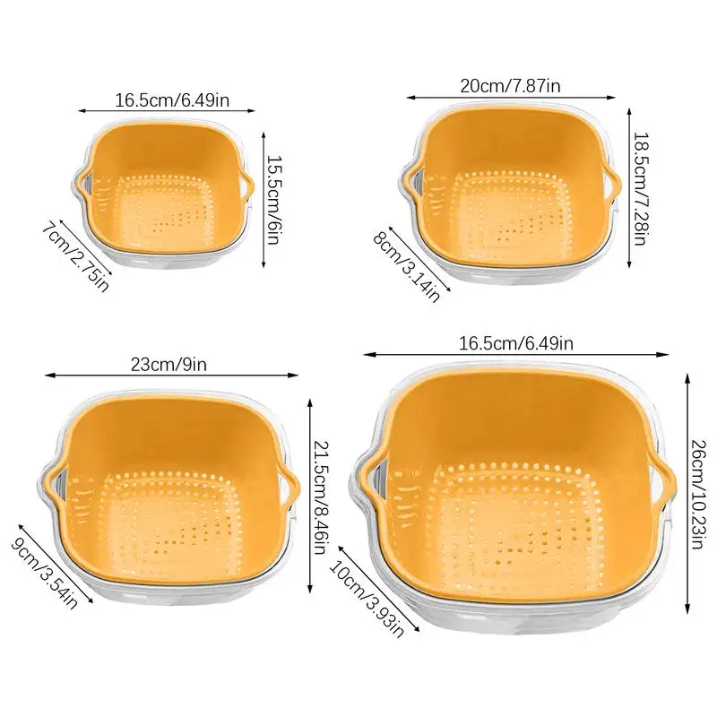Bowl And Strainer Set 8X Veggie Wash Salad Spinner Fruit Cleaner Food Strainers And Colanders Pasta Rice Strainer 2-Tier Kitchen