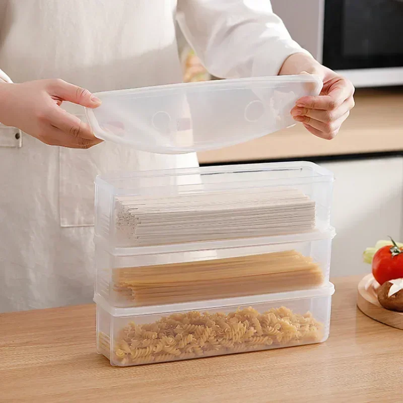 Noodle Food Preservation Box Kitchen Plastic With Lid Sealed Container Large Capacity Rectangular Fruit Egg Refrigerator Storage