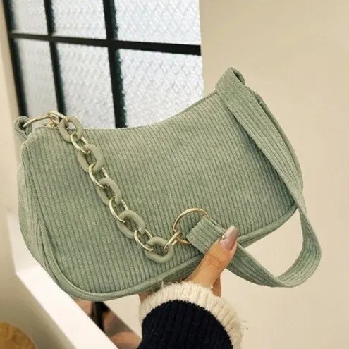 Corduroy Shoulder Bag Fashion Vintage Handbags Women Autumn Winter Corduroy Underarm Bag Zipper Shoulder Small Bags Female Soft Casual Clutch Handbag