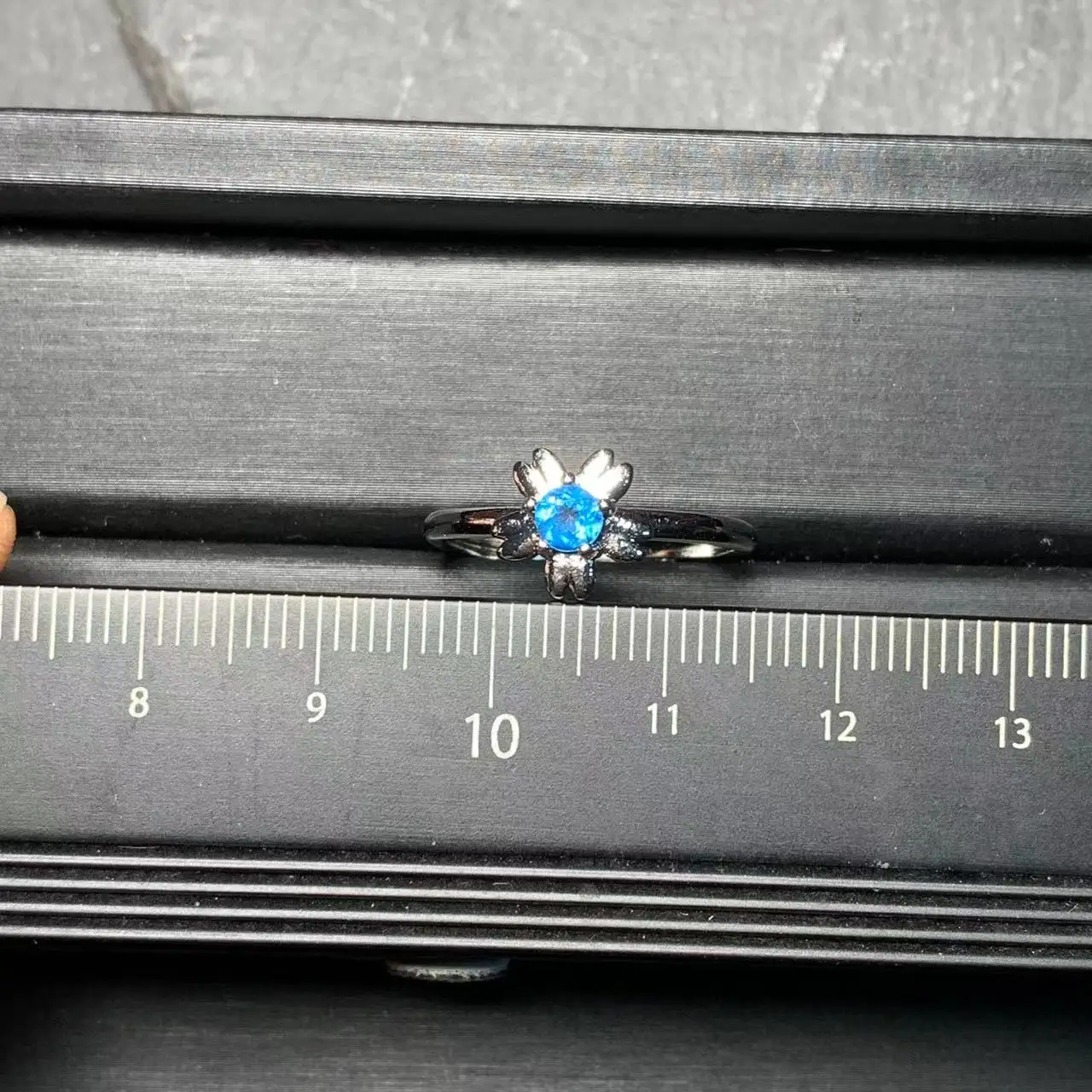 MM Natural Blue Topaz Ring Adjustable Female Ring Jewelry for Women Gift Wholesale High Quality Vintage Fine