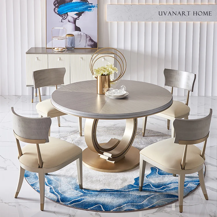 

Villa luxury stone dining table light luxury simple modern furniture marble designer Italian dining table and chairs 1.6m wabi-s