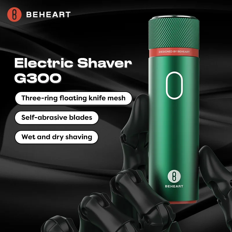 BEHEART G300: Portable Shaver for Travel and Business, Waterproof Body, Rechargeable Mini Electric Razor - Perfect Gift for Men,