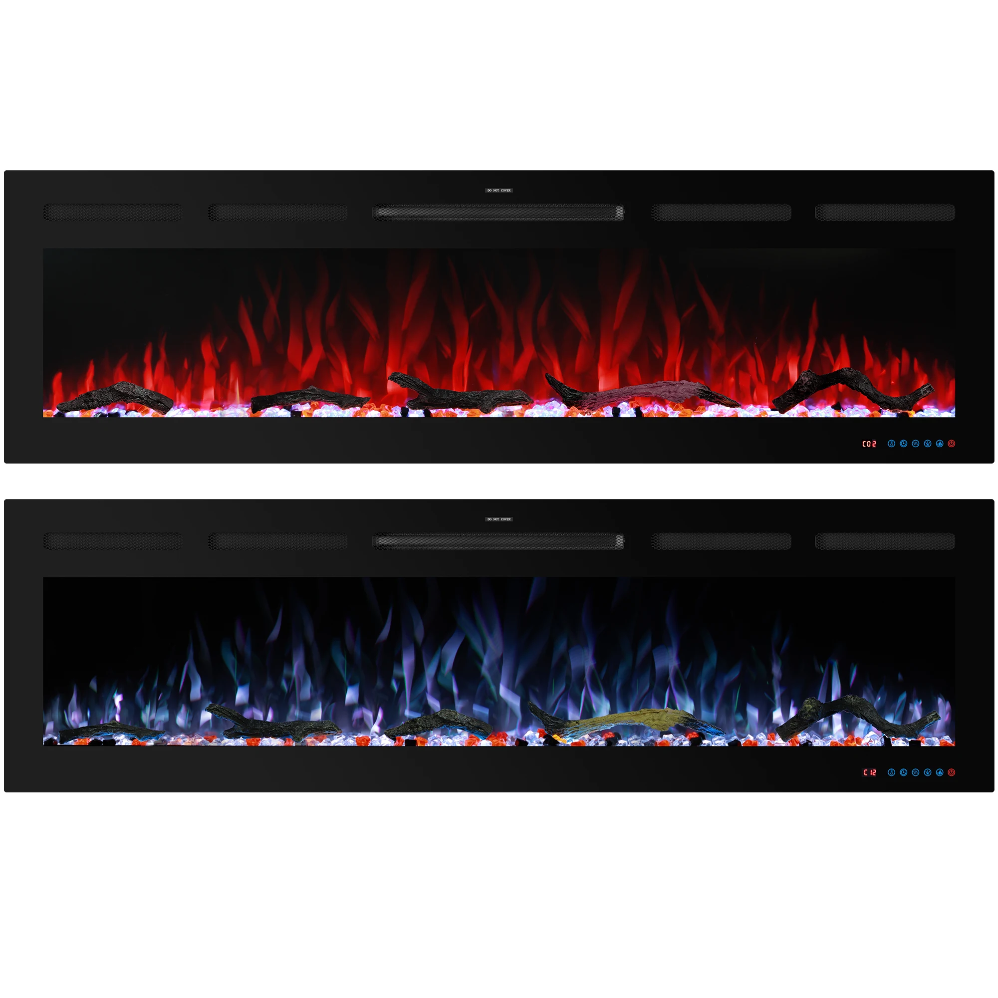 Wall-mounted And Recessed 72 Inch Electric Fireplace Multi Flame Colors Smart APP Control And Alexa Control Function