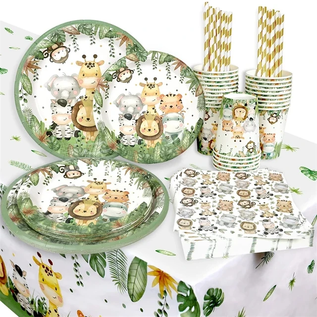 Assiettes de fête Lion, décorations de fête animaux Safari