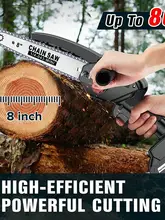  SEESII 4/6/8 inch Cordless Portable Chainsaw with 2 Batteries 1500W Electric Brushless Chain Saw for Garden Branch Tree Cutting 