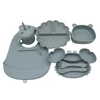 Meal Bib Pumpkin Divided Plate Baby Suction Cup Self-Feeding Eating Training Bowl Complementary Tableware Set 6